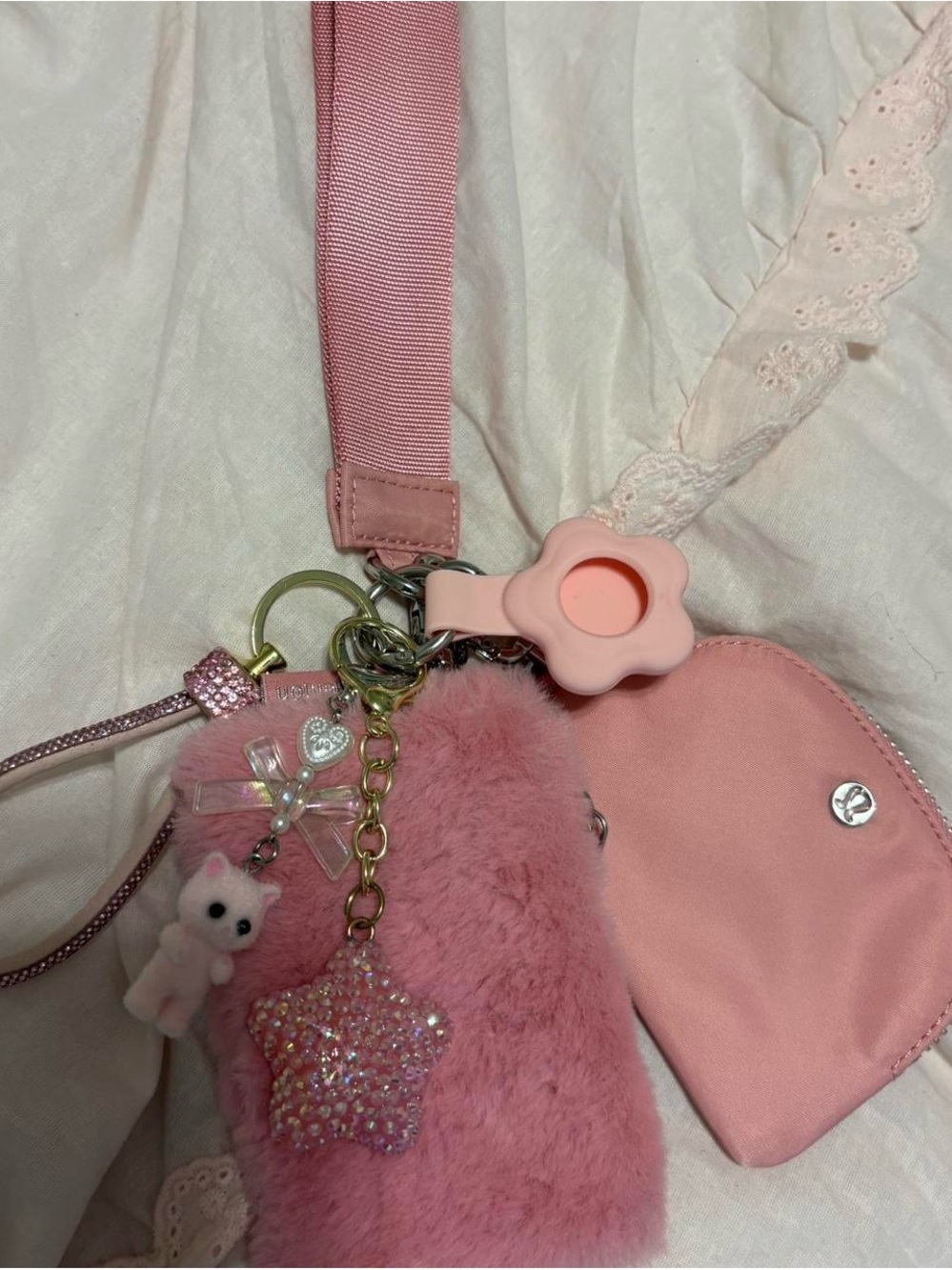 lululemon athletica Pink Plush Kids Crossbody with Charms